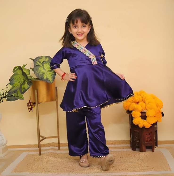Silk Blend Angrakha Kurta Set