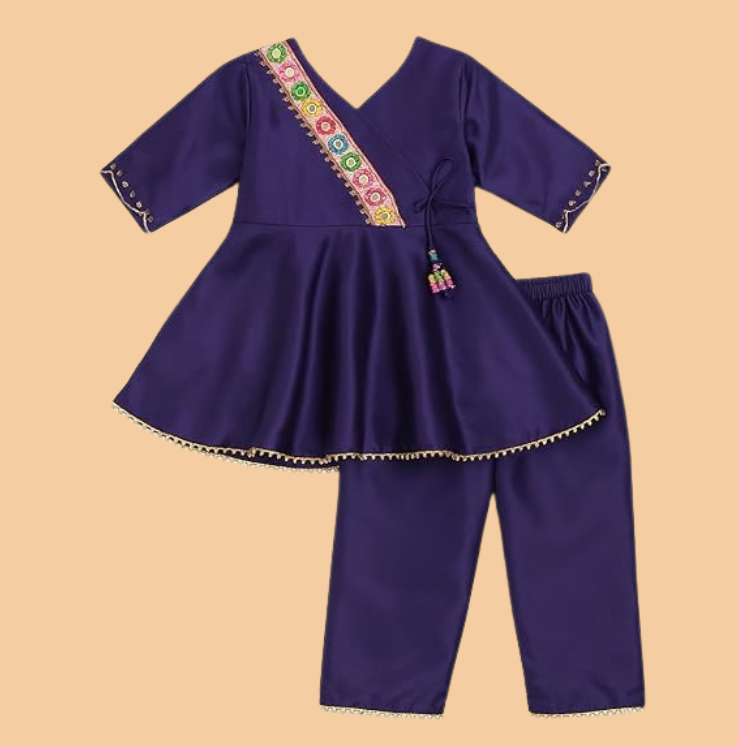 Silk Blend Angrakha Kurta Set