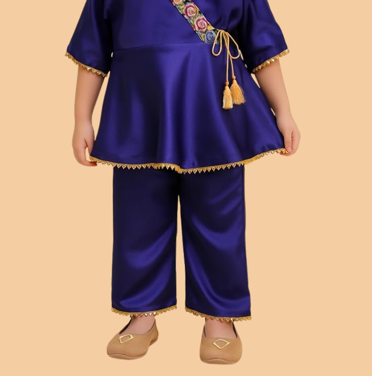 Silk Blend Angrakha Kurta Set