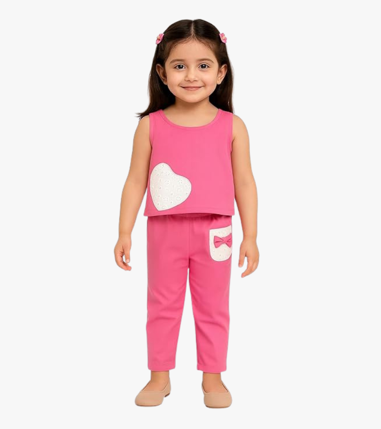 Cotton Woven Sleeveless Co-ord Set for Girls
