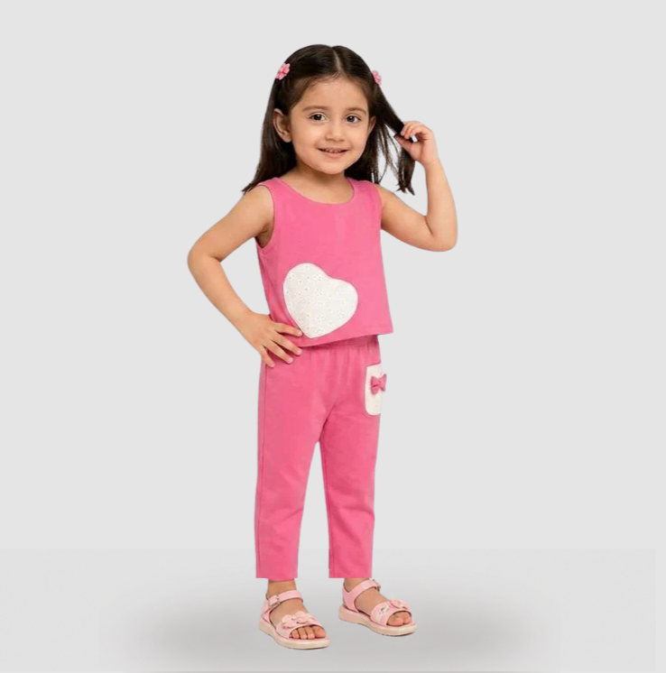 Cotton Woven Sleeveless Co-ord Set for Girls