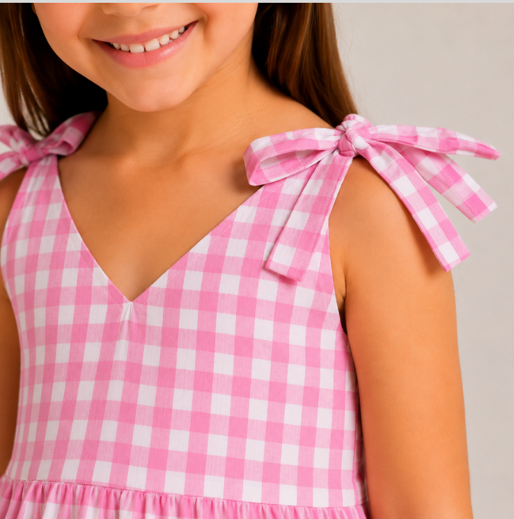 Pink Gingham Bow Dress
