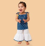 Sleeveless Leheriya Kurti and White Sharara Set